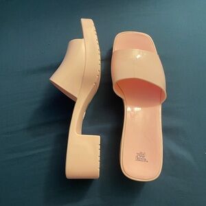 Pink Slide Jelly Mule Sandal Heel